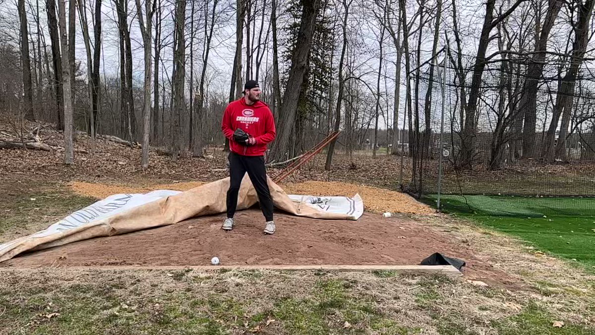 Matt Gill throwing a bullpen during his velocity program with Hugo Belisario